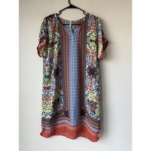 Uncle Frank Anthropologie Boho Tunic Geo Floral Dress Size M Multicolor Beach​